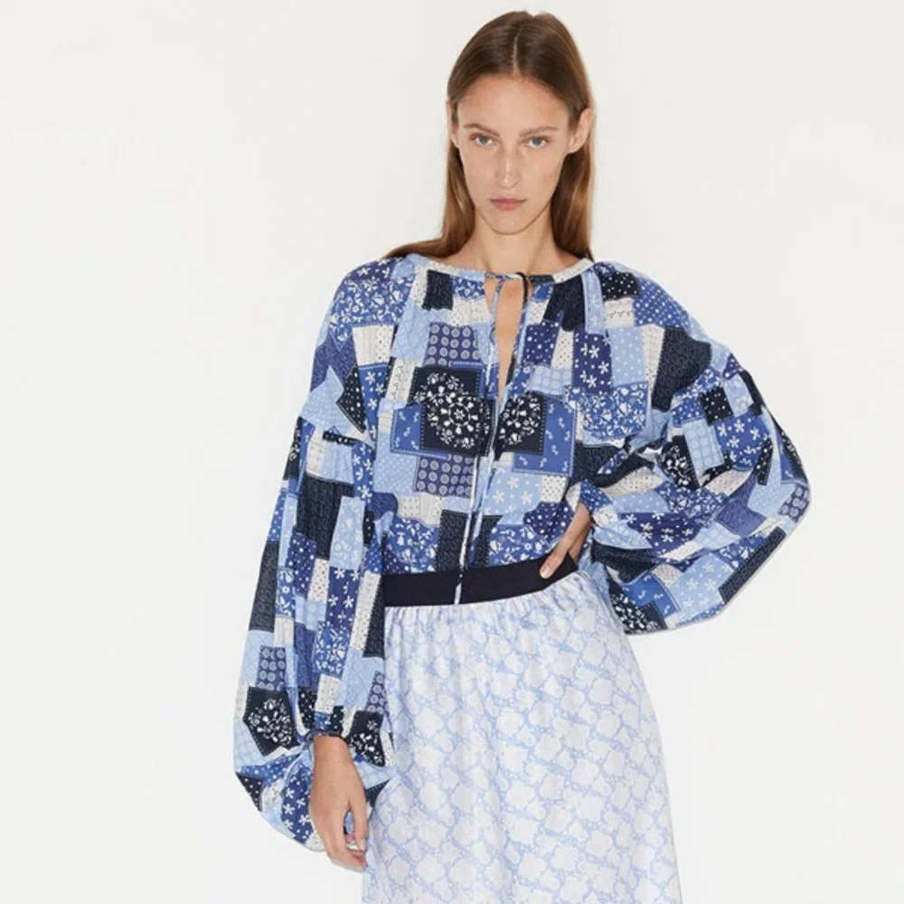 Malene Birger Amily Printed Patchwork Blue Midi Dress - Picture 13 of 14
